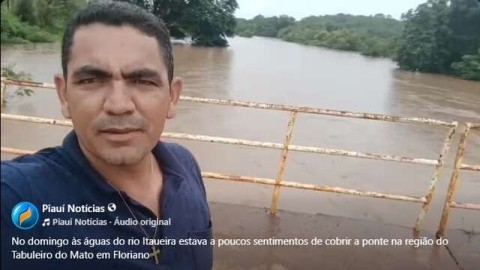 Morador do Tabuleirinho, zona rural de Floriano, gravou vídeo mostrando o volume das águas no rio Itaueira