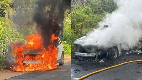 Carro comprado por quase R$ 155 mil há 7 meses é destruído por incêndio