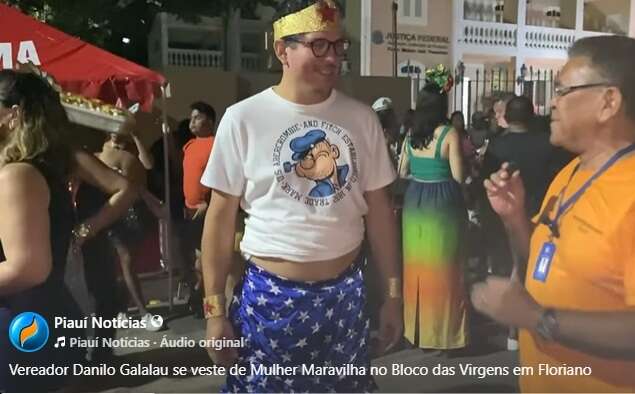 Vereador Danilo Galaleu, de Floriano, se vestiu de Mulher Maravilha no Bloco das Virgens