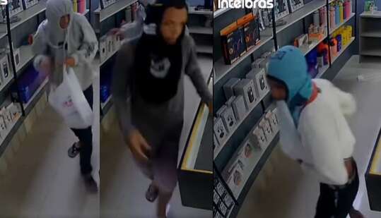 Um trio arromba porta de uma loja em Floriano e leva vários produtos. Veja: